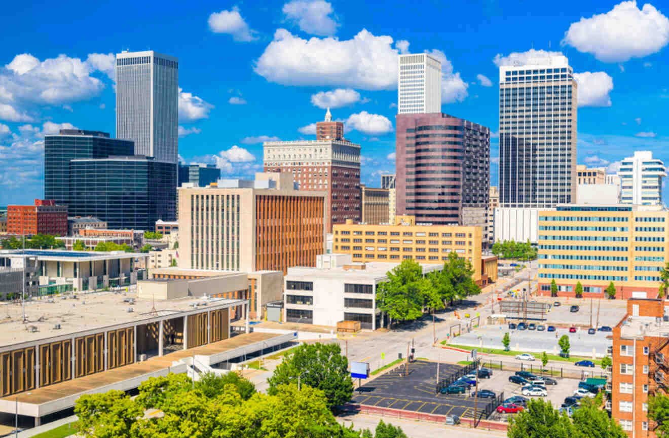 Vista aérea del centro de Tulsa, Oklahoma